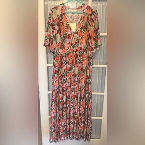 Vibrant Exquise Multicolor Midi abstract floral print Dress sz 8 NWT